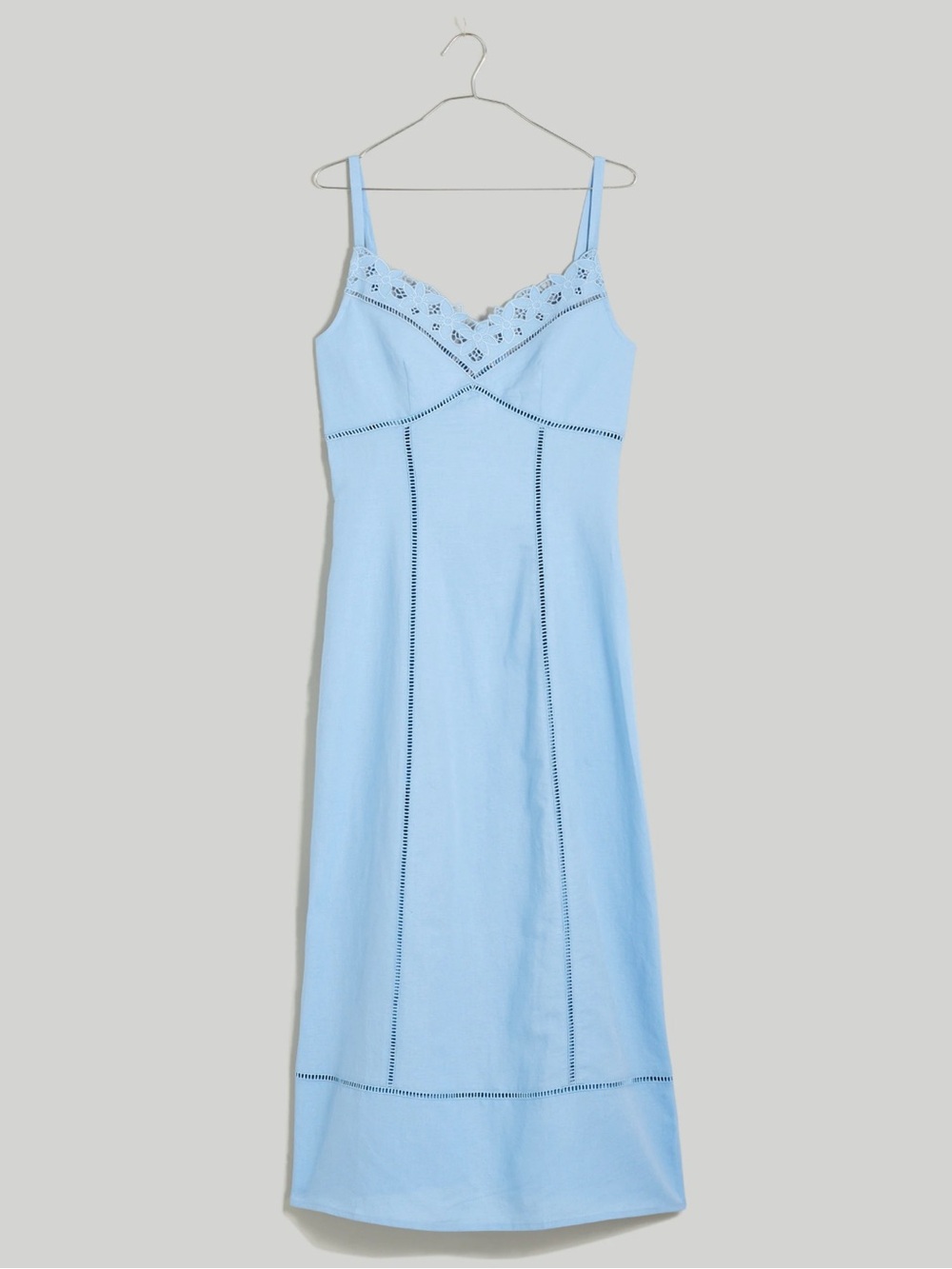NWT Madewell Light Blue Linen- Cotton Midi Dress- Size 4